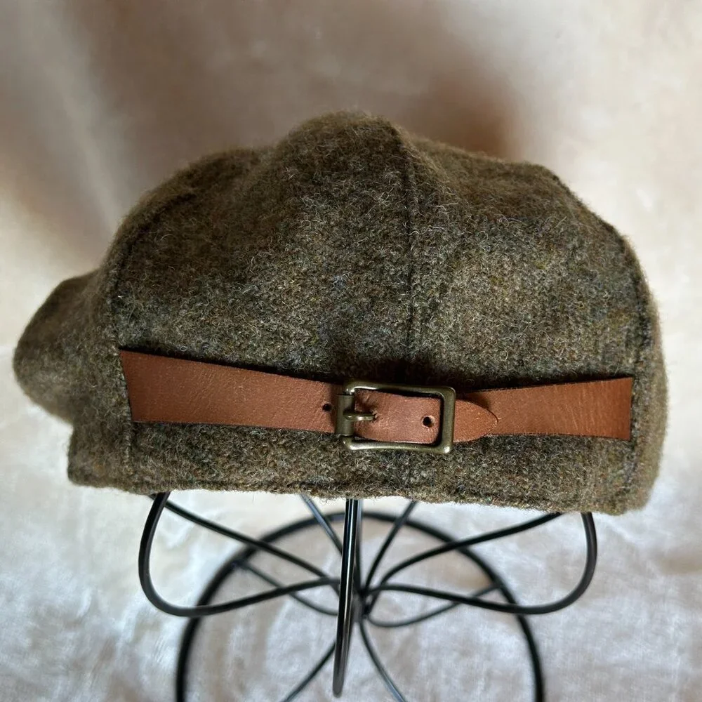 VTG Polo Ralph Lauren Green Brown Windowpane Gents Tweed Cabbie Newboy Hat S/M - Picture 14 of 14